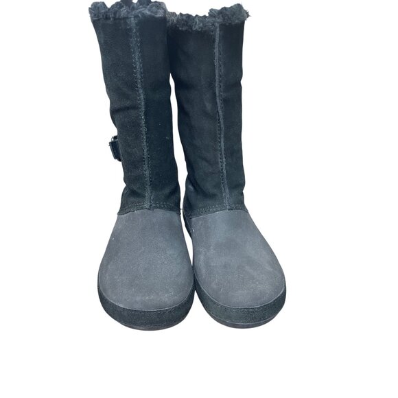 Crocs Faux Leather Fur Lined  Womans Black Mid Calf Winter boots Sz 8 SKU 9568 - Picture 16 of 16